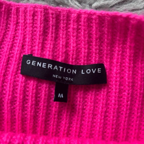 Generation Love Sadie Cashmere & Wool Asymmetric Sweater Hot Pink Medium - Picture 7 of 10